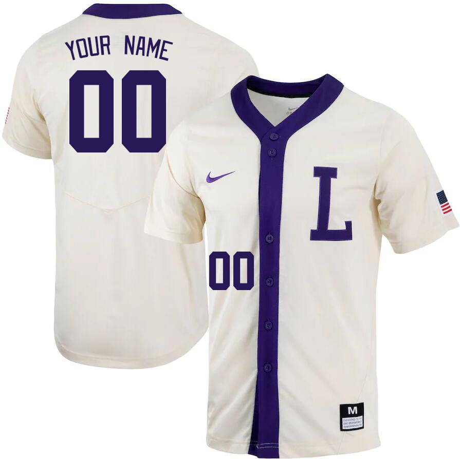 Custom LSU Tigers Name And Number College Baseball Jerseys Stitched-Cream